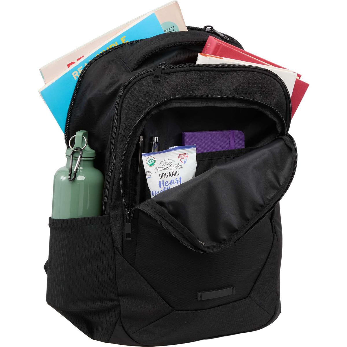 Olympus Recycled Laptop Backpack, 15 Inch Transfer - Black - Propped
