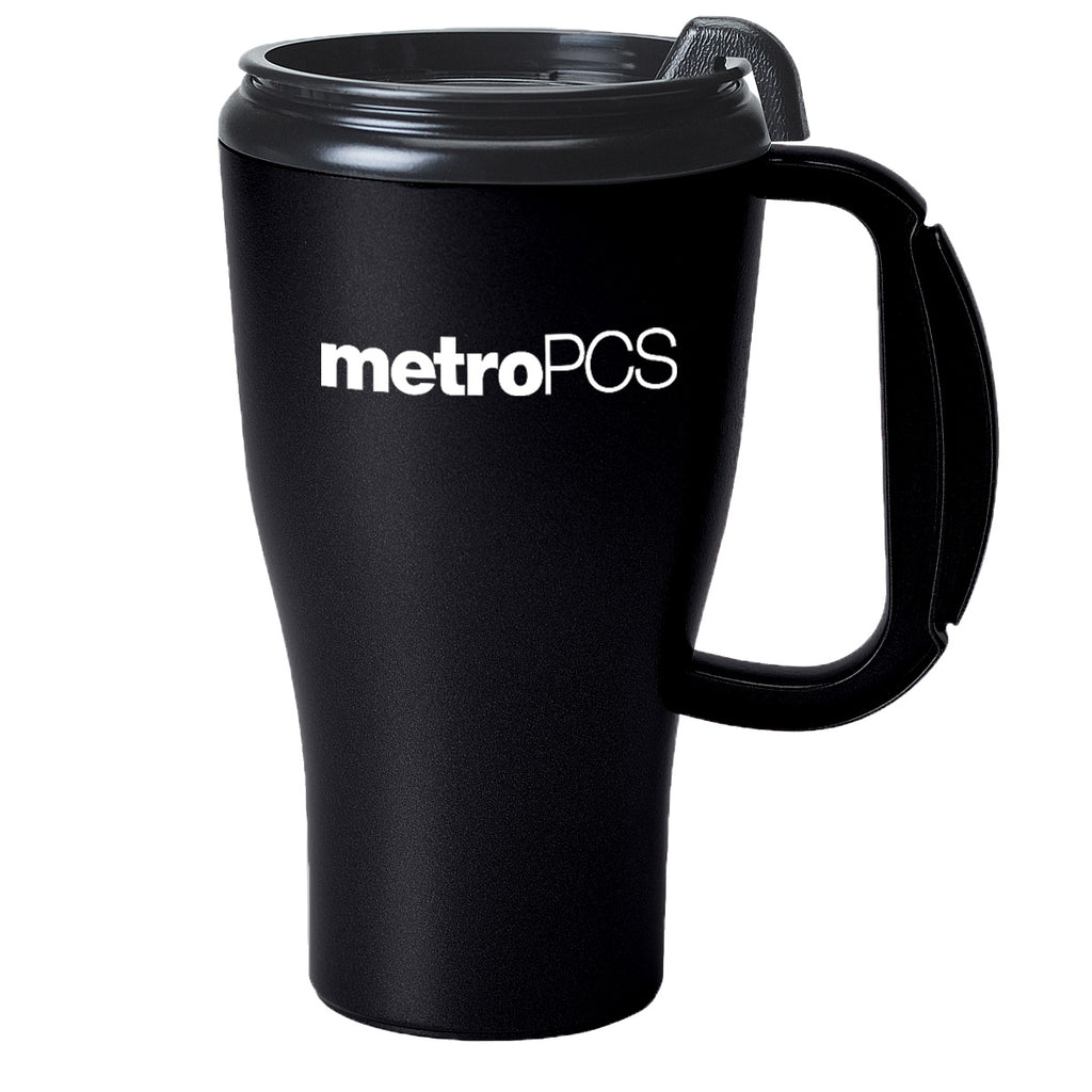 Omega Mug with Slider Lid, 16 oz - Black - Silk Screen