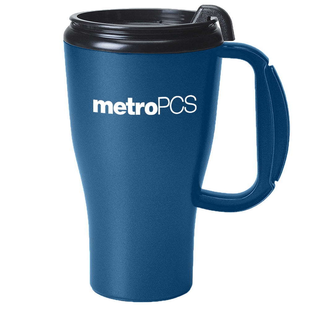 Omega Mug with Slider Lid, 16 oz - Blue - Silk Screen