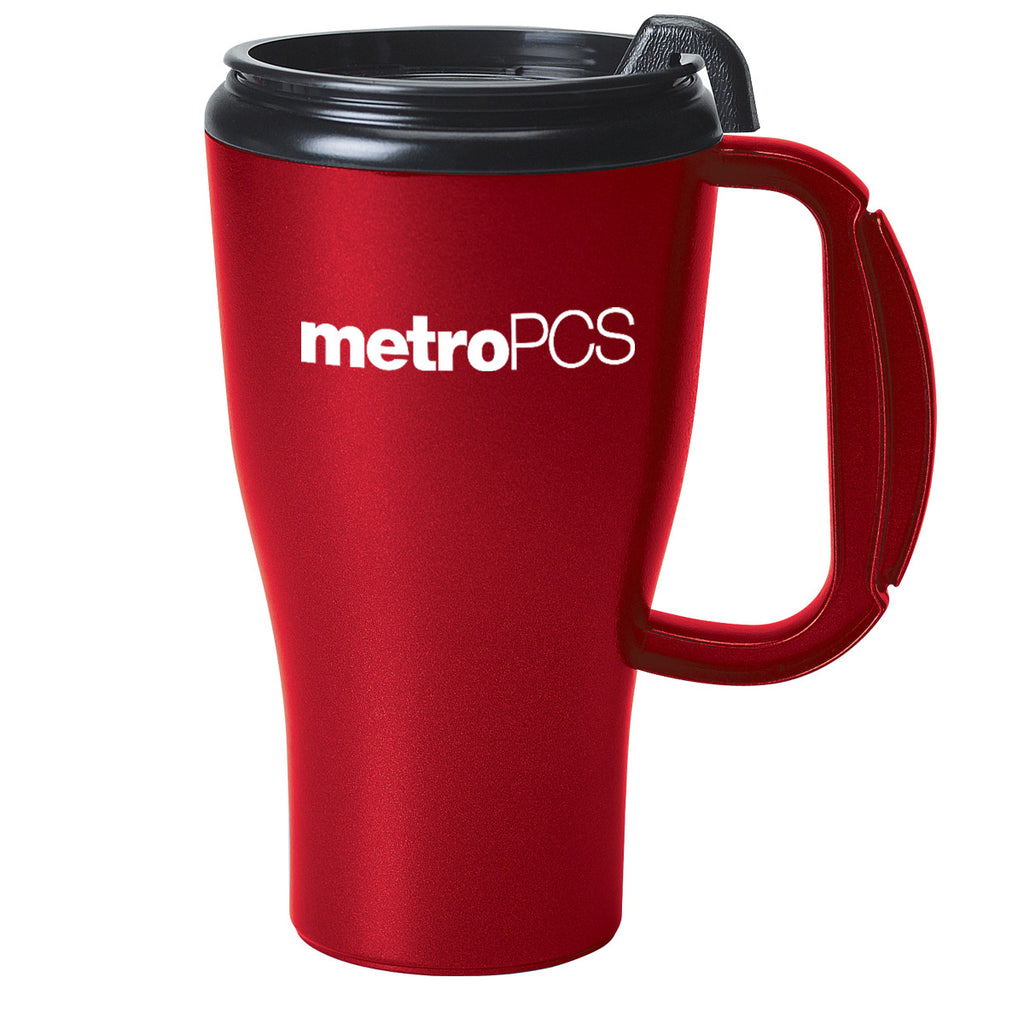 Omega Mug with Slider Lid, 16 oz - Red - Silk Screen