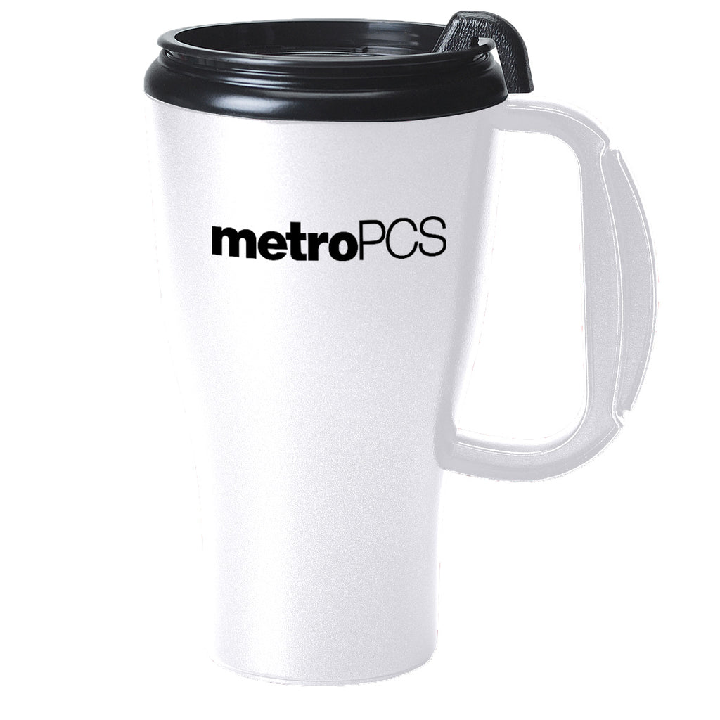 Omega Mug with Slider Lid, 16 oz - White - Silk Screen