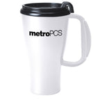 Omega Mug with Slider Lid, 16 oz - White - Silk Screen