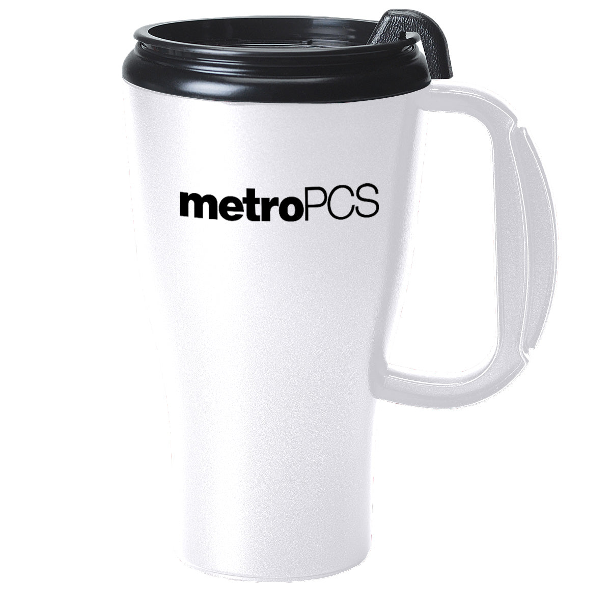 Omega Mug with Slider Lid, 16 oz - White - Silk Screen