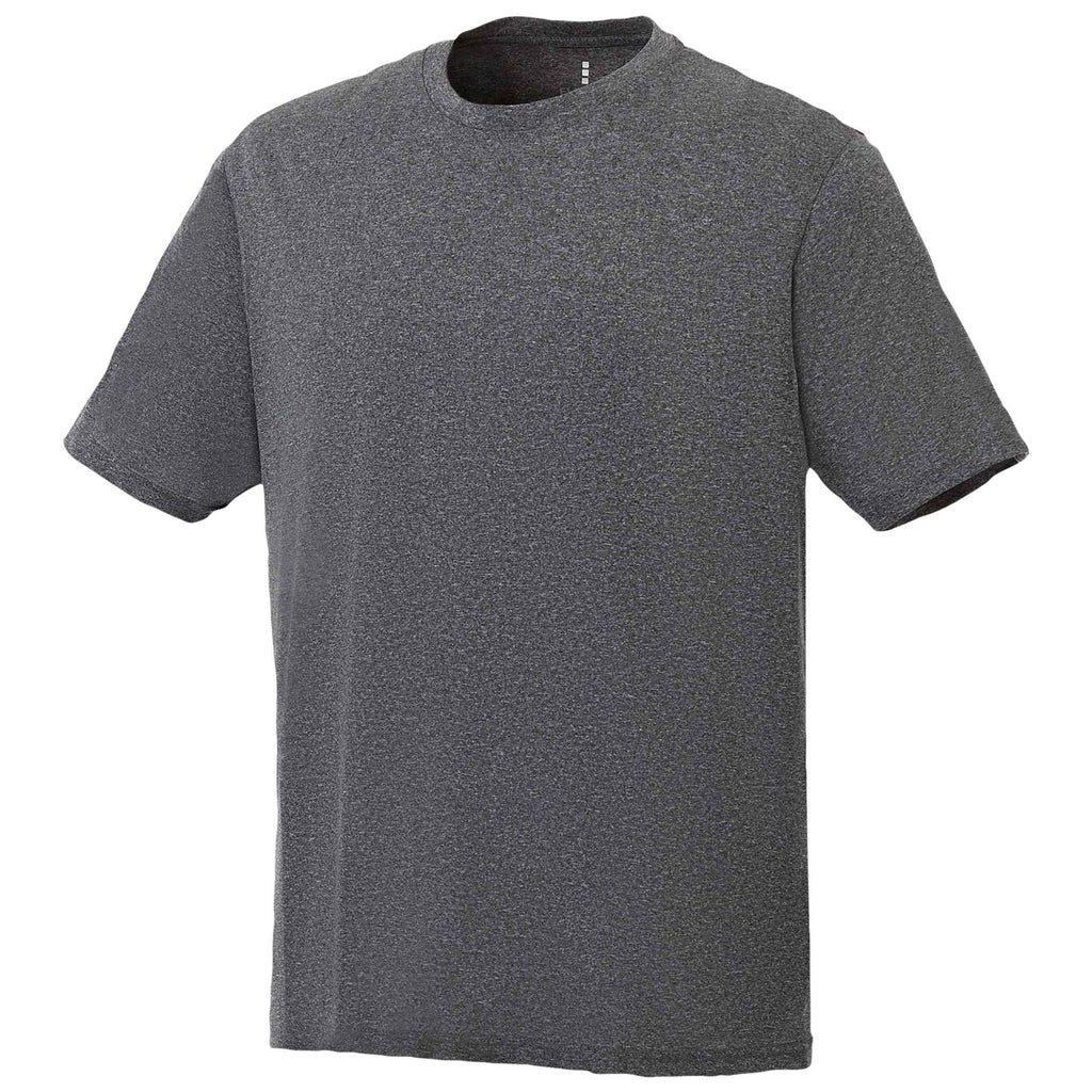 Omi Performance Tech Tee for Men Laser Engraving - Heather Charcoal - Front Flat