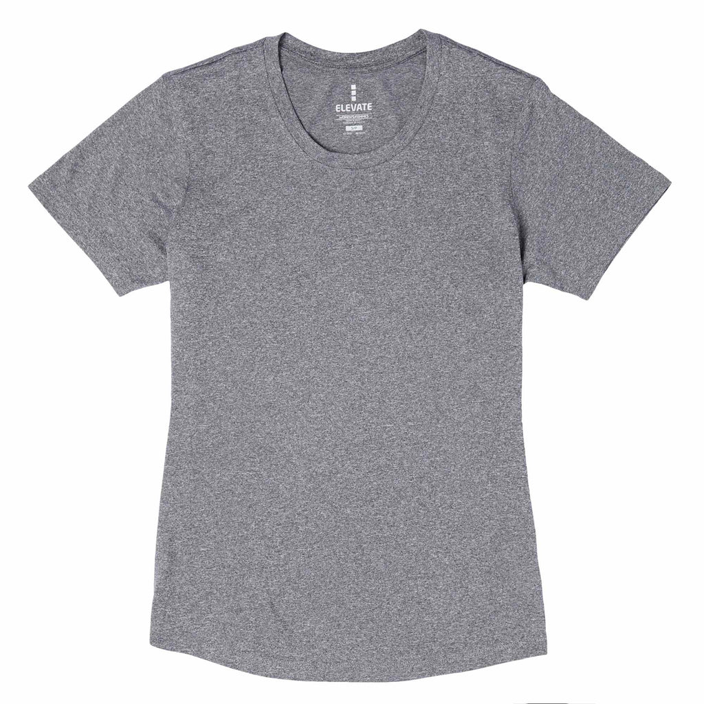 Omi Performance Tech Tee for Women Embroidery - Heather Charcoal - Front Flat 2