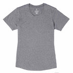Omi Performance Tech Tee for Women Embroidery - Heather Charcoal - Front Flat 2
