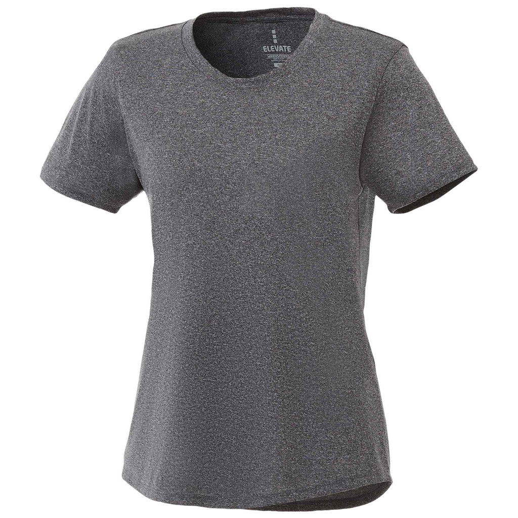 Omi Performance Tech Tee for Women Embroidery - Heather Charcoal - Front Flat