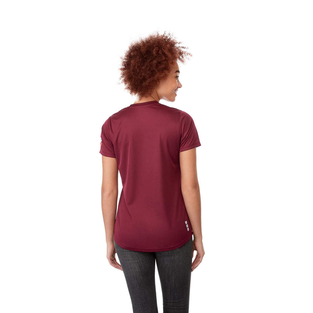Omi Performance Tech Tee for Women Embroidery - Maroon - Back On Model