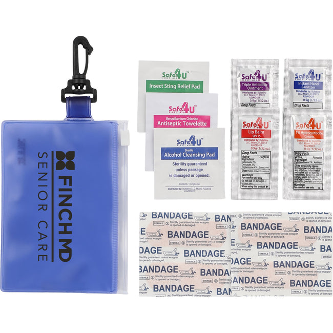 On The Go First Aid Pouch with Carabiner, 12 Pieces