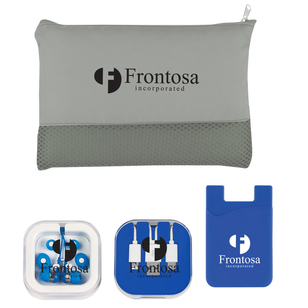 On-the-Go Tech Essentials Kit Full Color - Blue - Silk Screen