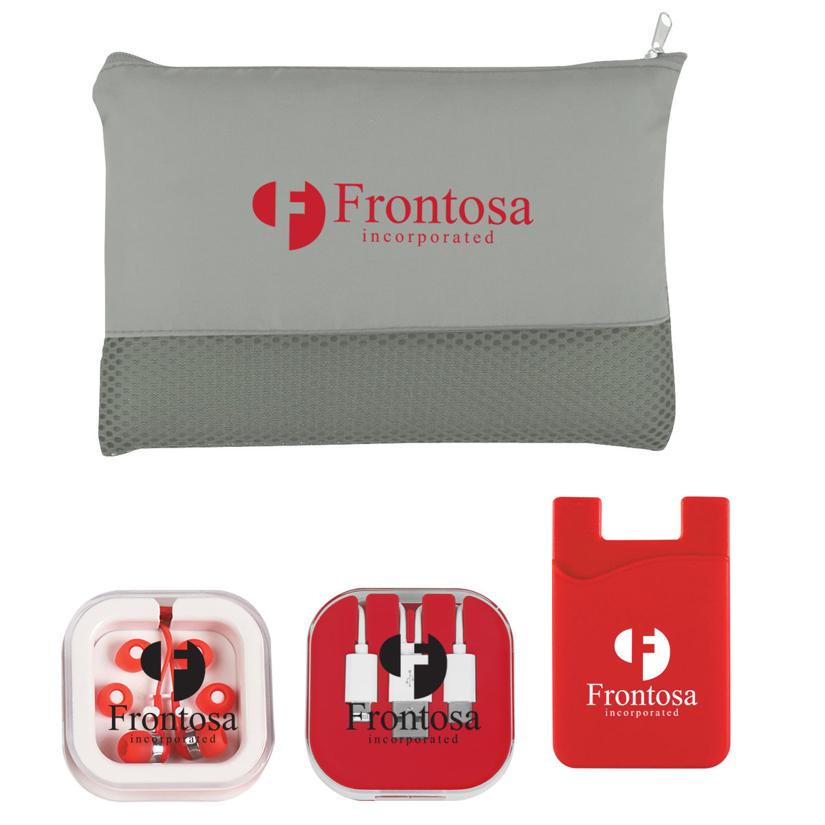 On-the-Go Tech Essentials Kit Full Color - Red - Silk Screen