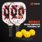 Onix Recruit Composite Pickleball Set with Four Balls - White - Front Detail 4