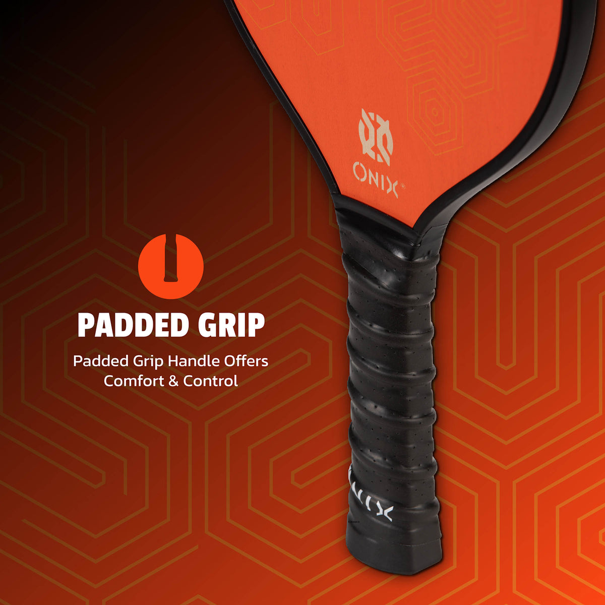 Onix V2 Pickleball Paddle in Baltic Birch Laser Engraving - Orange - Left Angle Detail 3