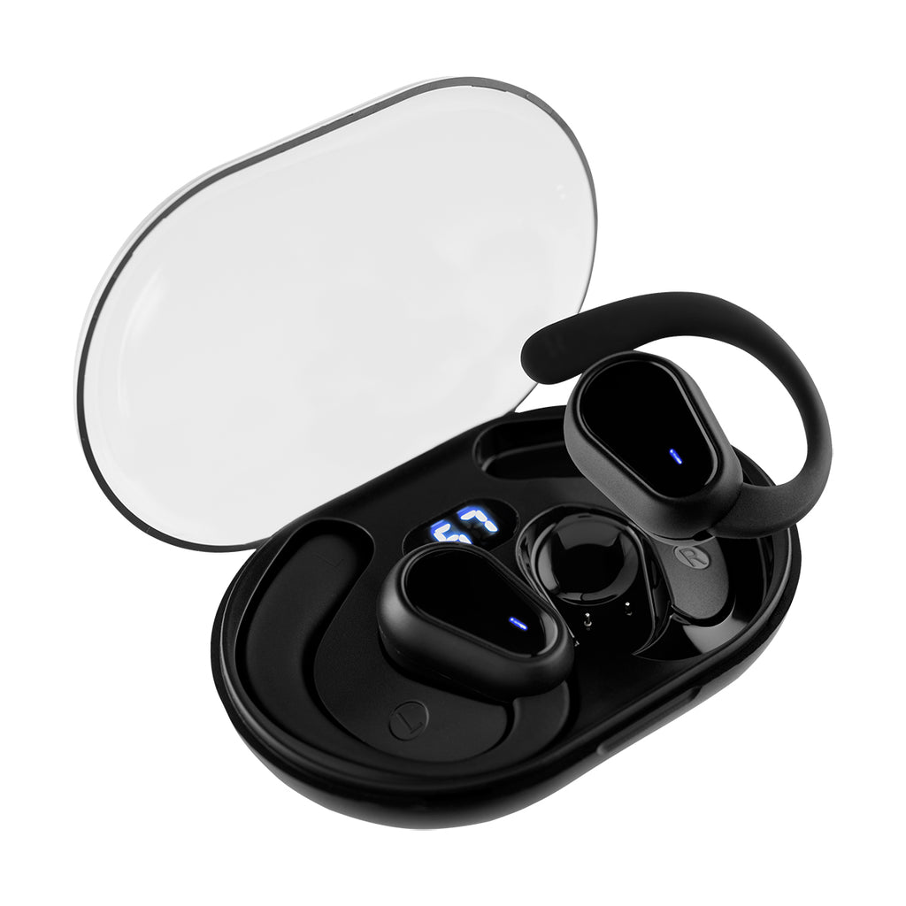 Open Ear Wireless Earbuds with Charging Case - Black - Open