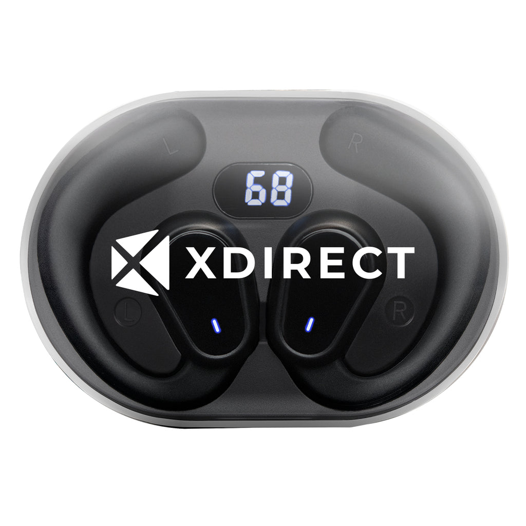 Open Ear Wireless Earbuds with Charging Case - Black - Pad Print