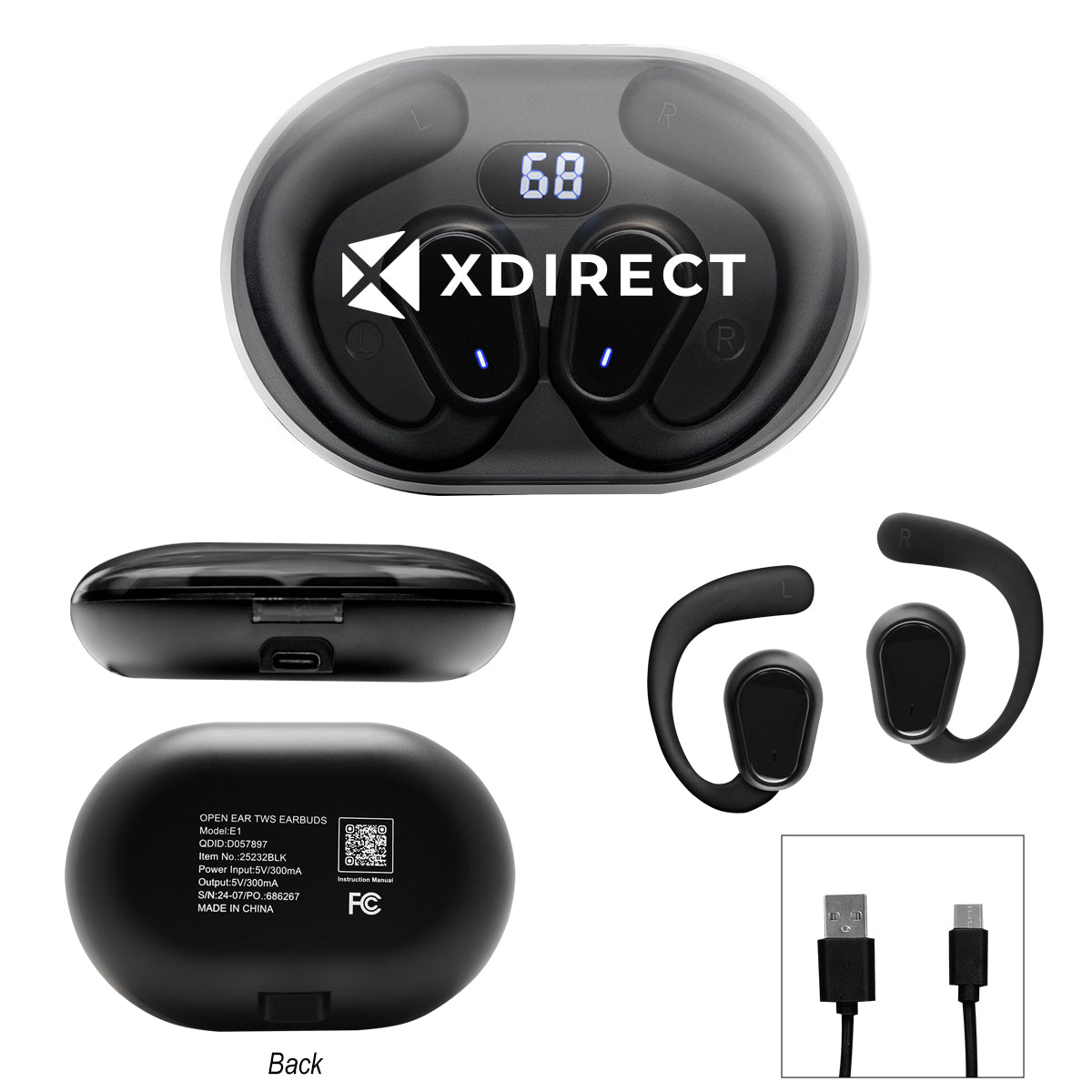 Open Ear Wireless Earbuds with Charging Case - Open Ear TWS Earbuds With Charging Case