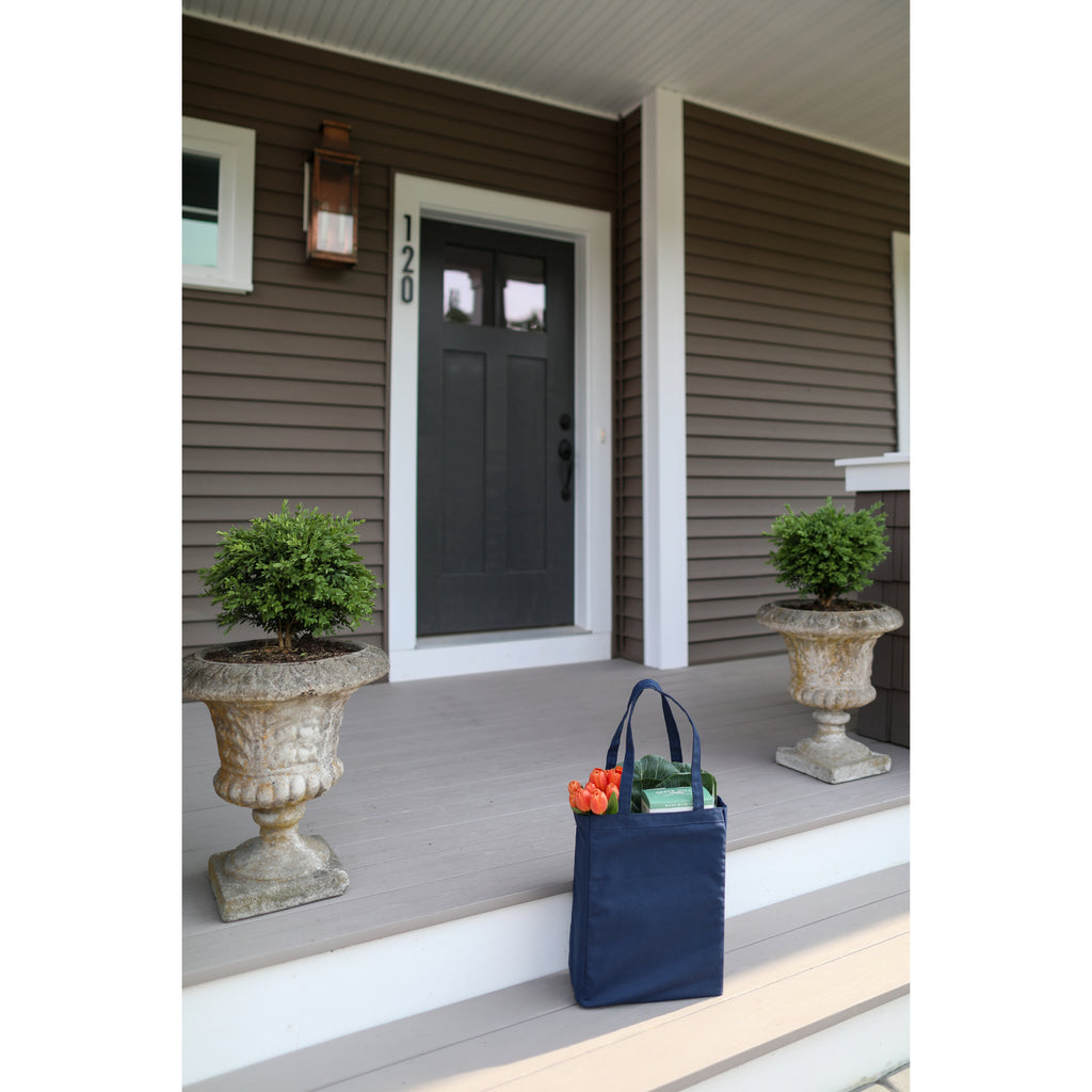 Open Top Cotton Canvas Tote, 9 oz - Navy Blue - View 4