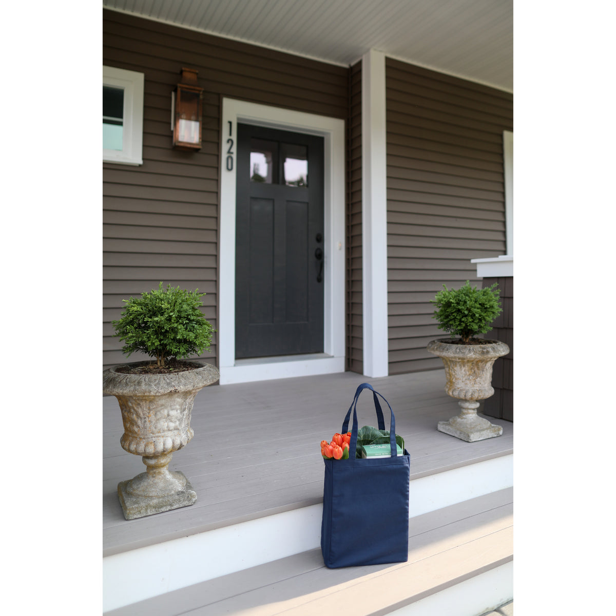 Open Top Cotton Canvas Tote, 9 oz - Navy Blue - View 4