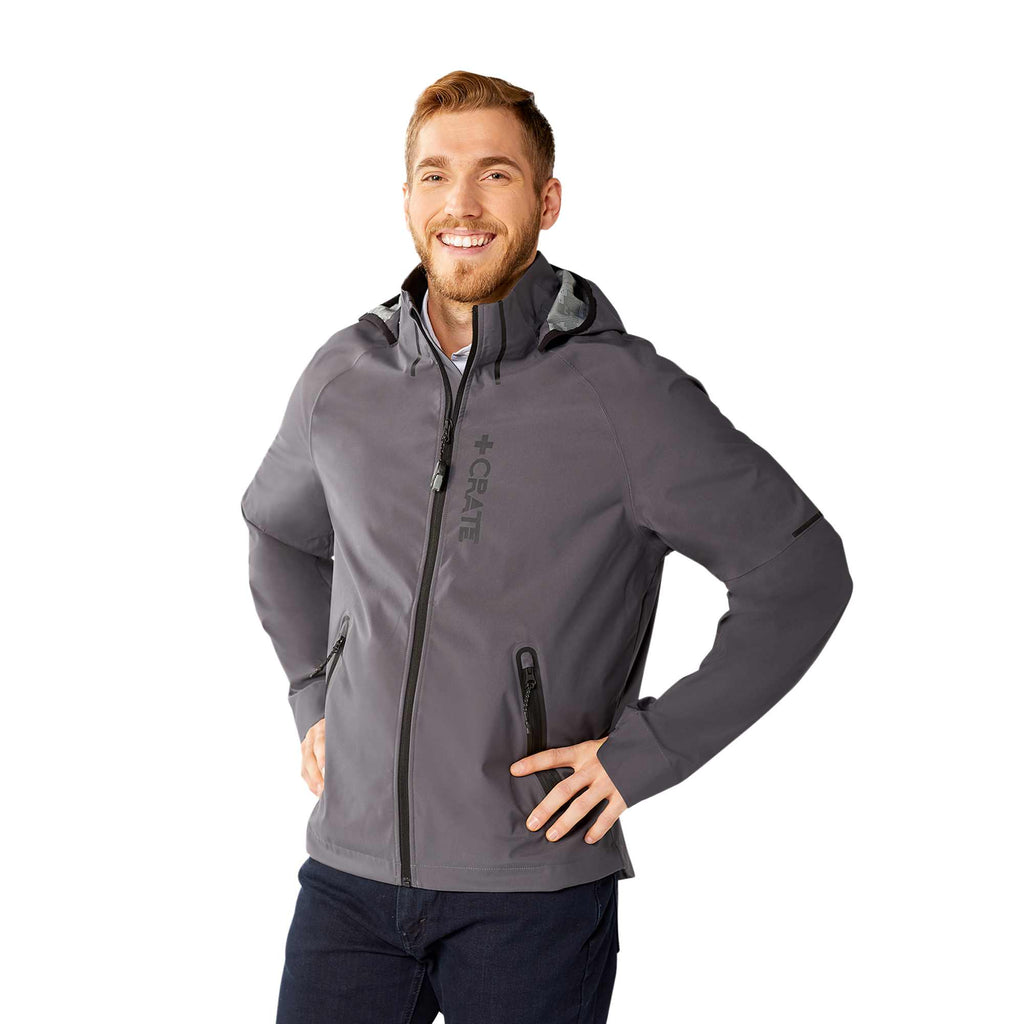 Oracle Waterproof Softshell Jacket with Camo Lining for Men Debossing - Grey Storm - Photo