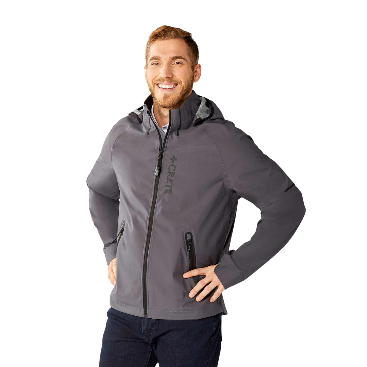 Oracle Waterproof Softshell Jacket with Camo Lining for Men Debossing - Grey Storm - Photo