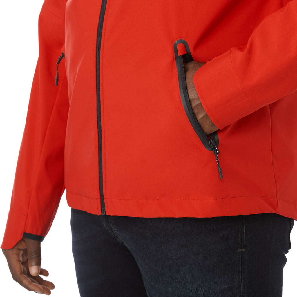 Oracle Waterproof Softshell Jacket with Camo Lining for Men Debossing - Team Red - On Model Detail 3