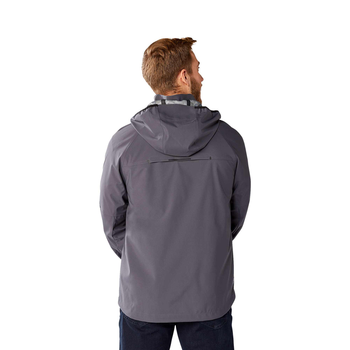 Oracle Waterproof Softshell Jacket with Camo Lining for Men Embroidery - Grey Storm - Back