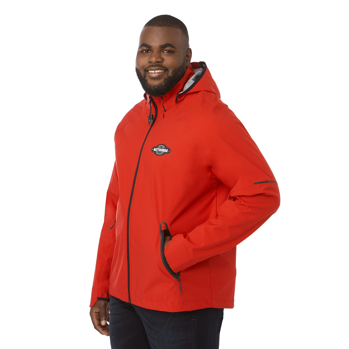 Oracle Waterproof Softshell Jacket with Camo Lining for Men Transfer - Team Red - On Model Left Angle