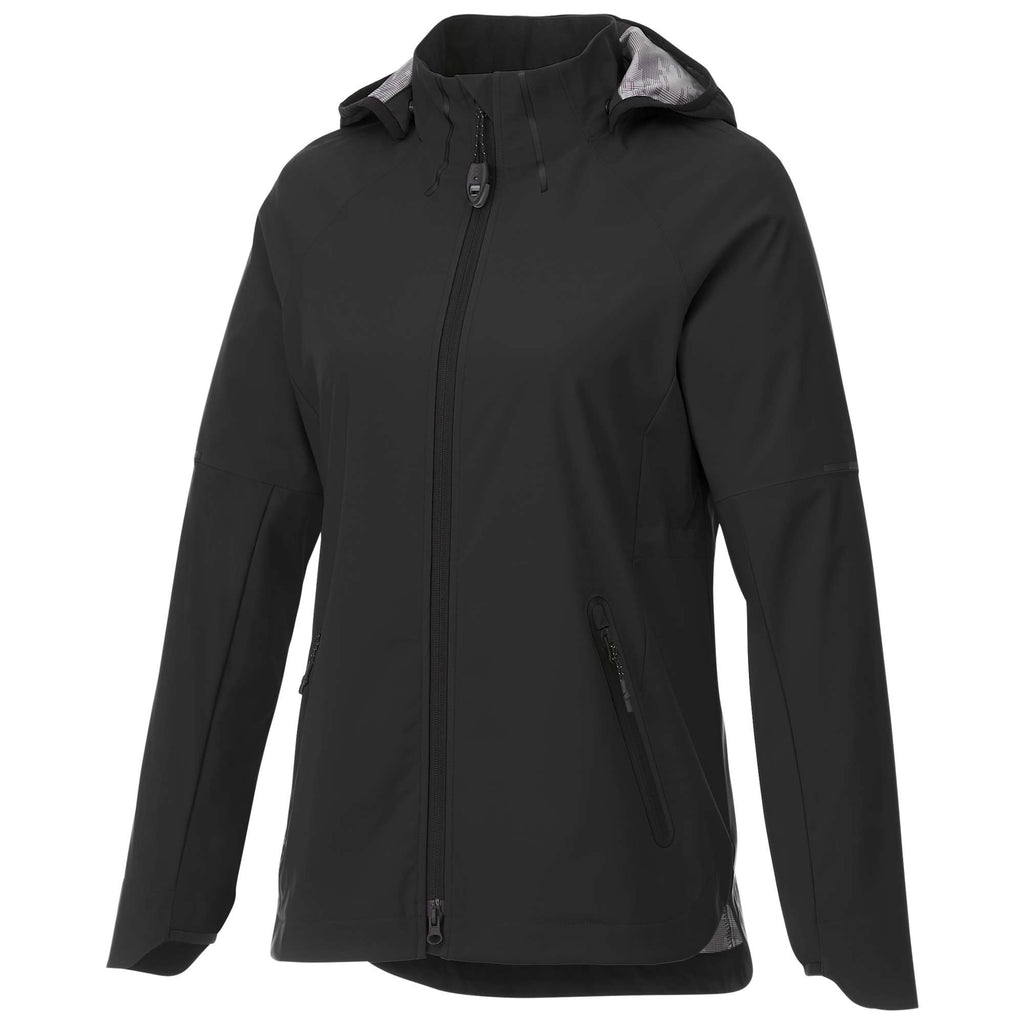 Oracle Waterproof Softshell Jacket with Camo Lining for Women Embroidery - Black - Front Flat