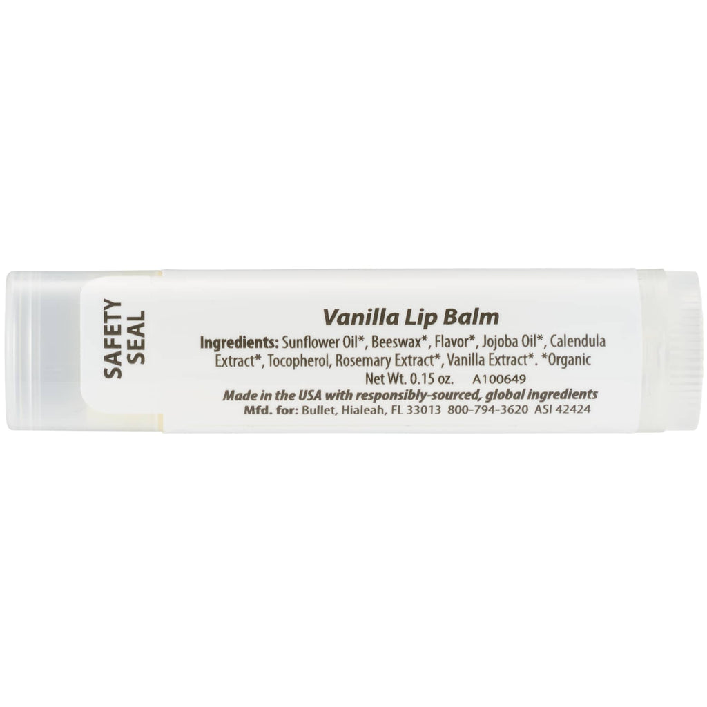 Organic Beeswax Lip Balm Made in the USA - Vanilla - Back