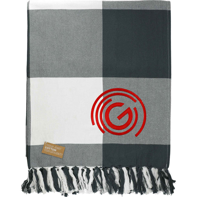 Organic Cotton Check Throw Blanket, 60 x 70 Inches Embroidery