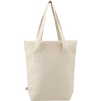 Organic Cotton Commuter Tote with Flap, 16 oz Embroidery - Natural - Back
