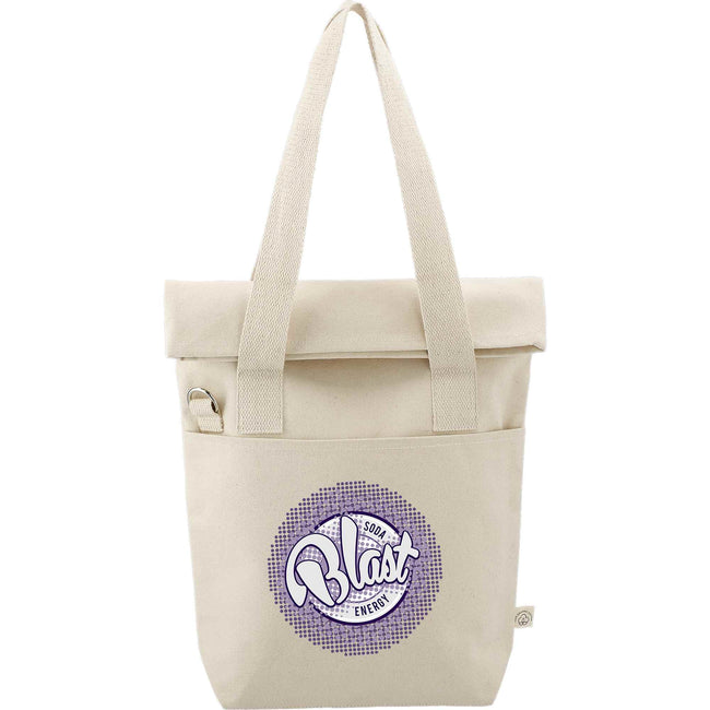 Organic Cotton Commuter Tote with Flap, 16 oz Embroidery