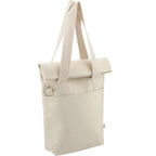 Organic Cotton Commuter Tote with Flap, 16 oz Embroidery - Natural - Right Angle 3
