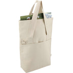 Organic Cotton Commuter Tote with Flap, 16 oz Embroidery - Natural - Right Angle 4