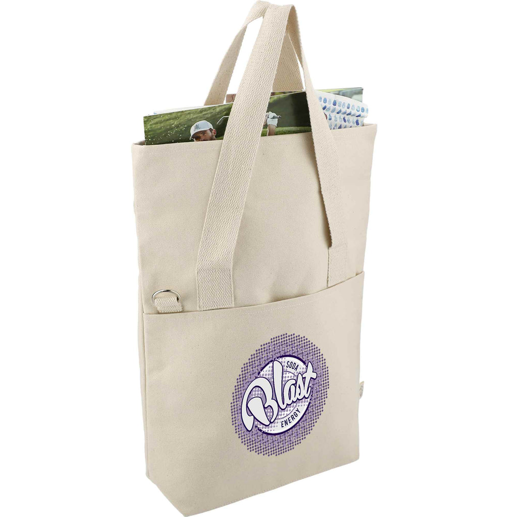 Organic Cotton Commuter Tote with Flap, 16 oz Embroidery - Natural - Right Angle