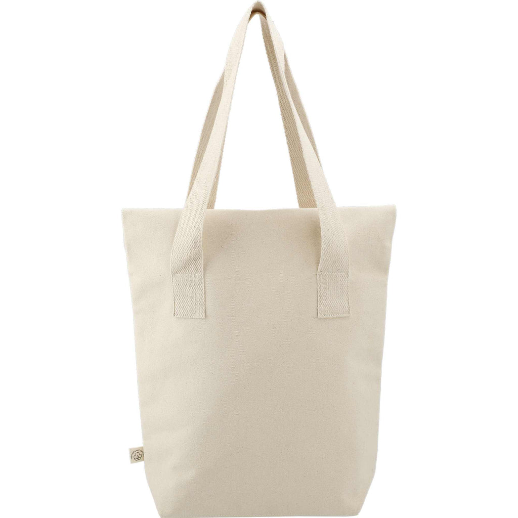 Organic Cotton Commuter Tote with Flap, 16 oz Transfer - Natural - Back