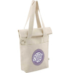 Organic Cotton Commuter Tote with Flap, 16 oz Transfer - Natural - Right Angle 2