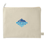 Organic Cotton Flat Zip Pouch, 8 oz Embroidery - Natural - Front