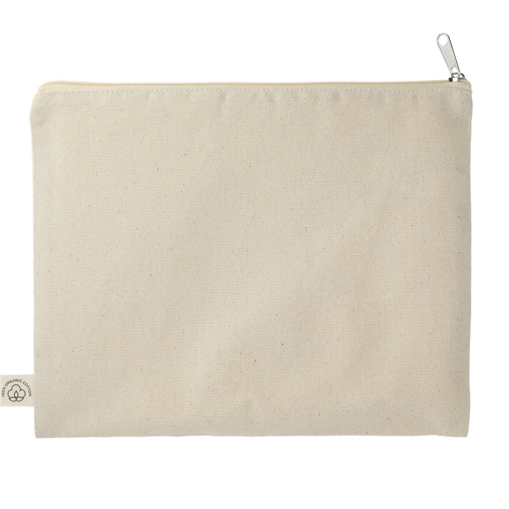 Organic Cotton Flat Zip Pouch, 8 oz - Natural - Back
