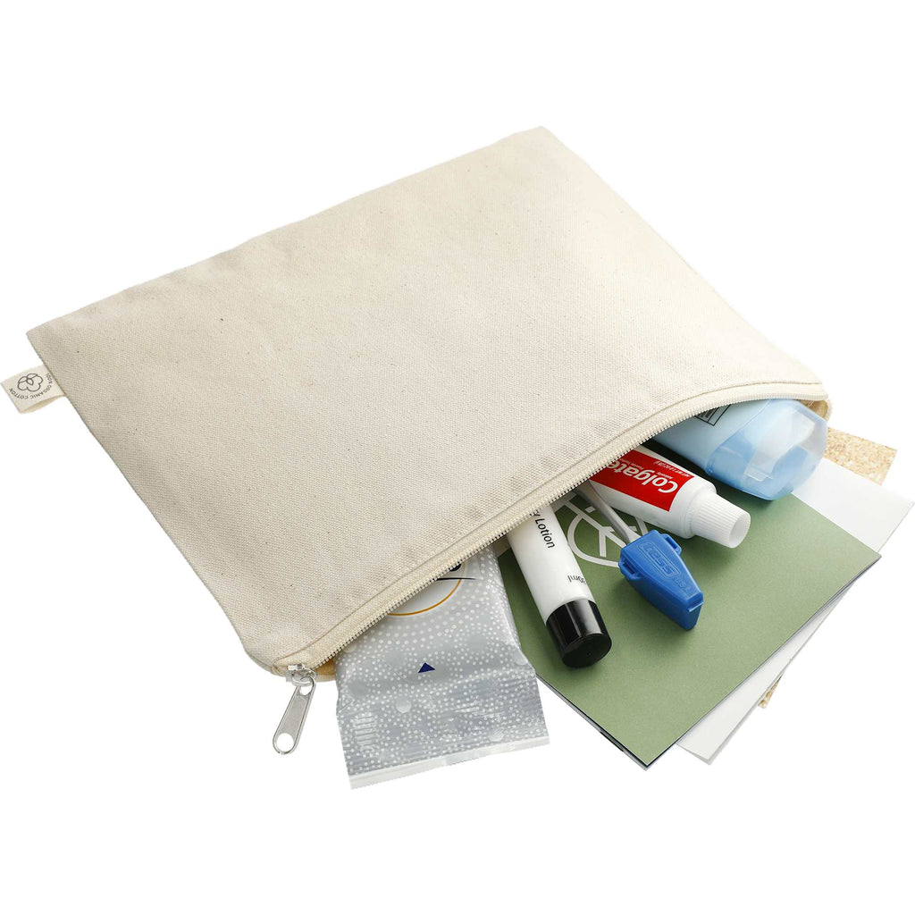 Organic Cotton Flat Zip Pouch, 8 oz - Natural - Right Angle 4