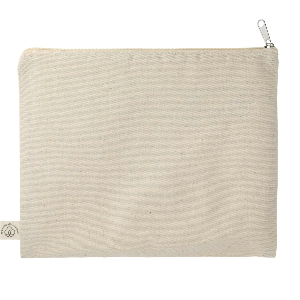 Organic Cotton Flat Zip Pouch, 8 oz Transfer - Natural - Back