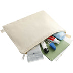 Organic Cotton Flat Zip Pouch, 8 oz Transfer - Natural - Right Angle 4