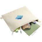 Organic Cotton Flat Zip Pouch, 8 oz Transfer - Natural - Right Angle