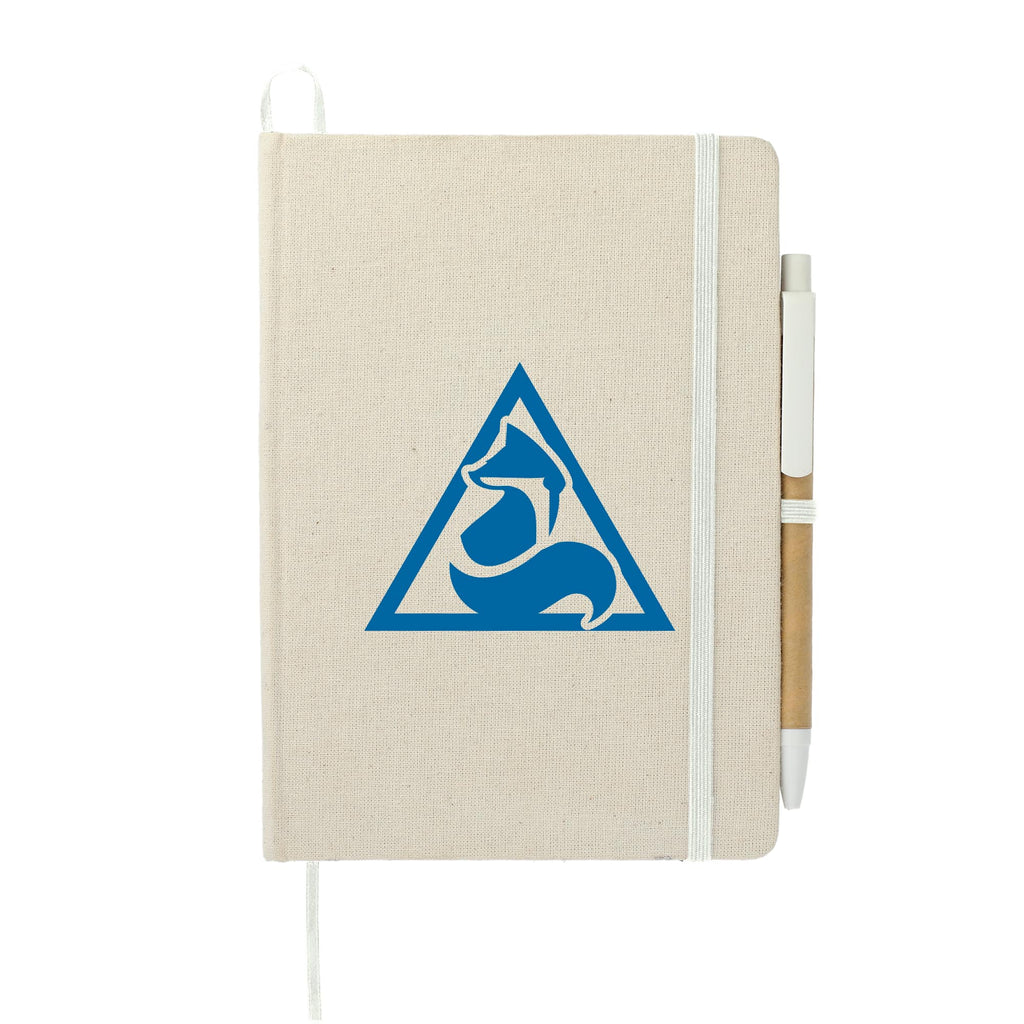 Organic Cotton Notebook with Recycled Pen, 5 x 7 Inches Full Color - Natural - Front