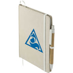 Organic Cotton Notebook with Recycled Pen, 5 x 7 Inches Full Color - Natural - Left Angle
