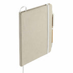 Organic Cotton Notebook with Recycled Pen, 5 x 7 Inches Full Color - Natural - Right Angle 2
