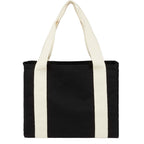 Organic Cotton Shopper Tote with Contrast Handles, 12 oz Transfer - Black - Back