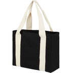 Organic Cotton Shopper Tote with Contrast Handles, 12 oz Transfer - Black - Left Angle