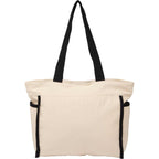 Organic Cotton Tote with Black Trim, 10 oz Embroidery - Natural/Black - Back