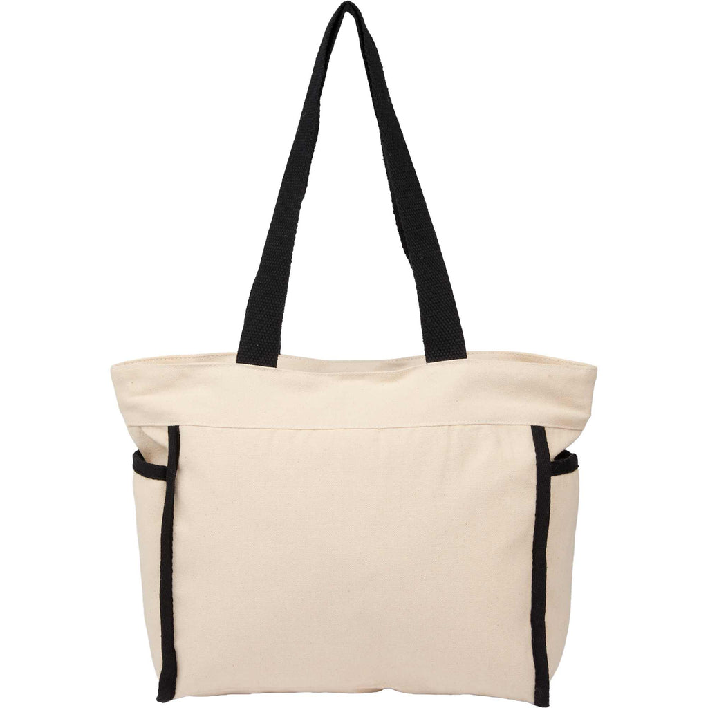 Organic Cotton Tote with Black Trim, 10 oz - Natural/Black - Back